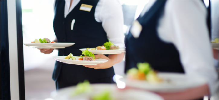 Waiters serving food